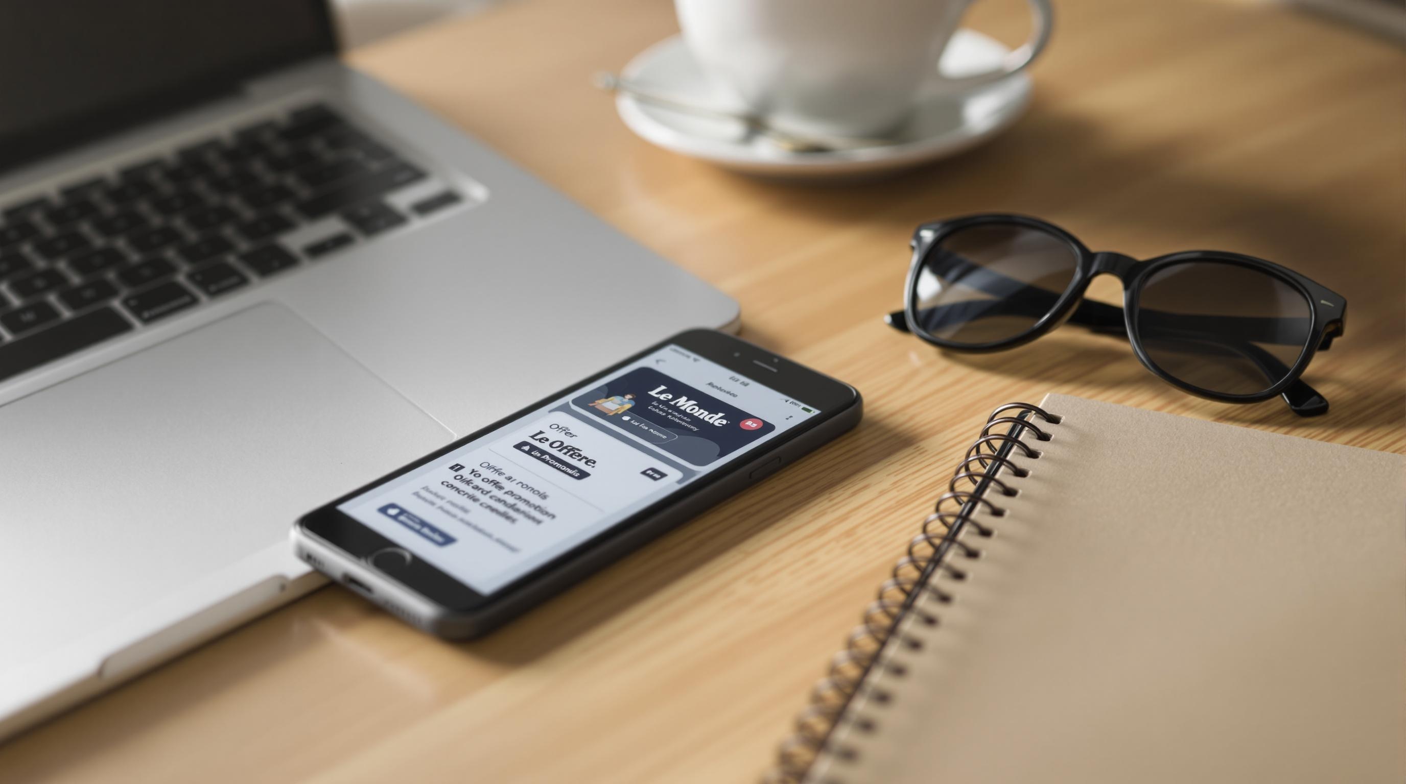 Un ordinateur portable, un smartphone affichant le site