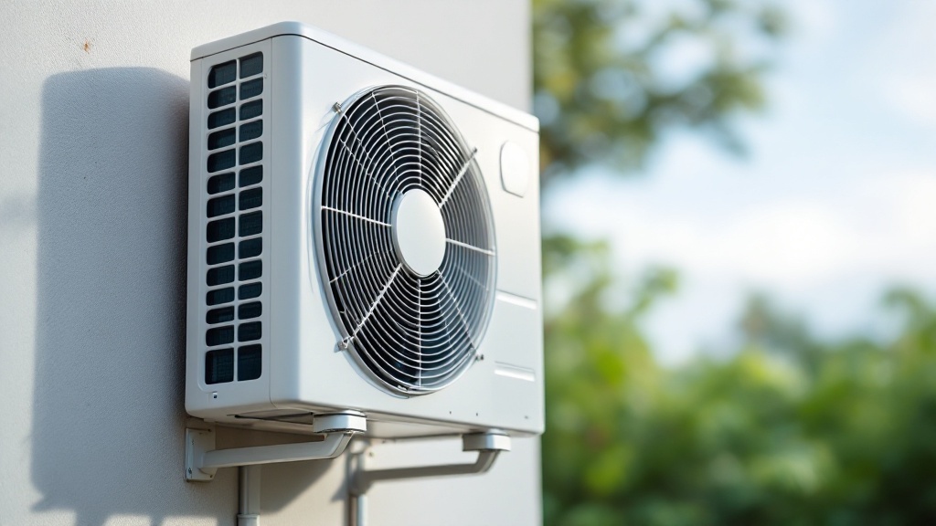 Unité extérieure de climatisation montée sur un mur.