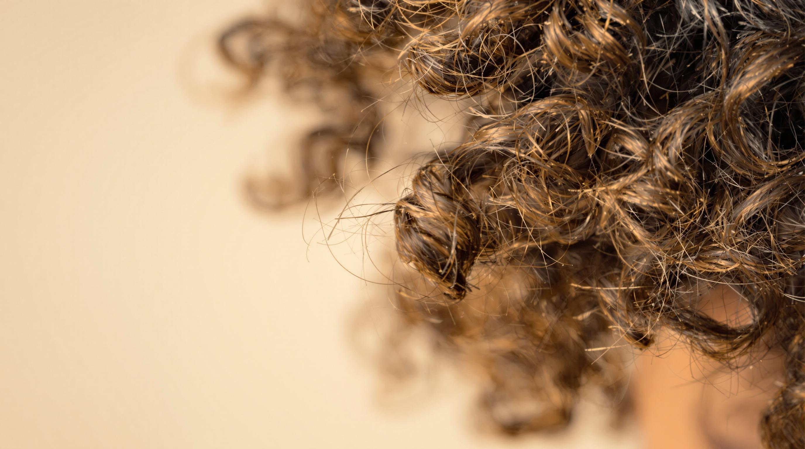 Cheveux bouclés en gros plan.