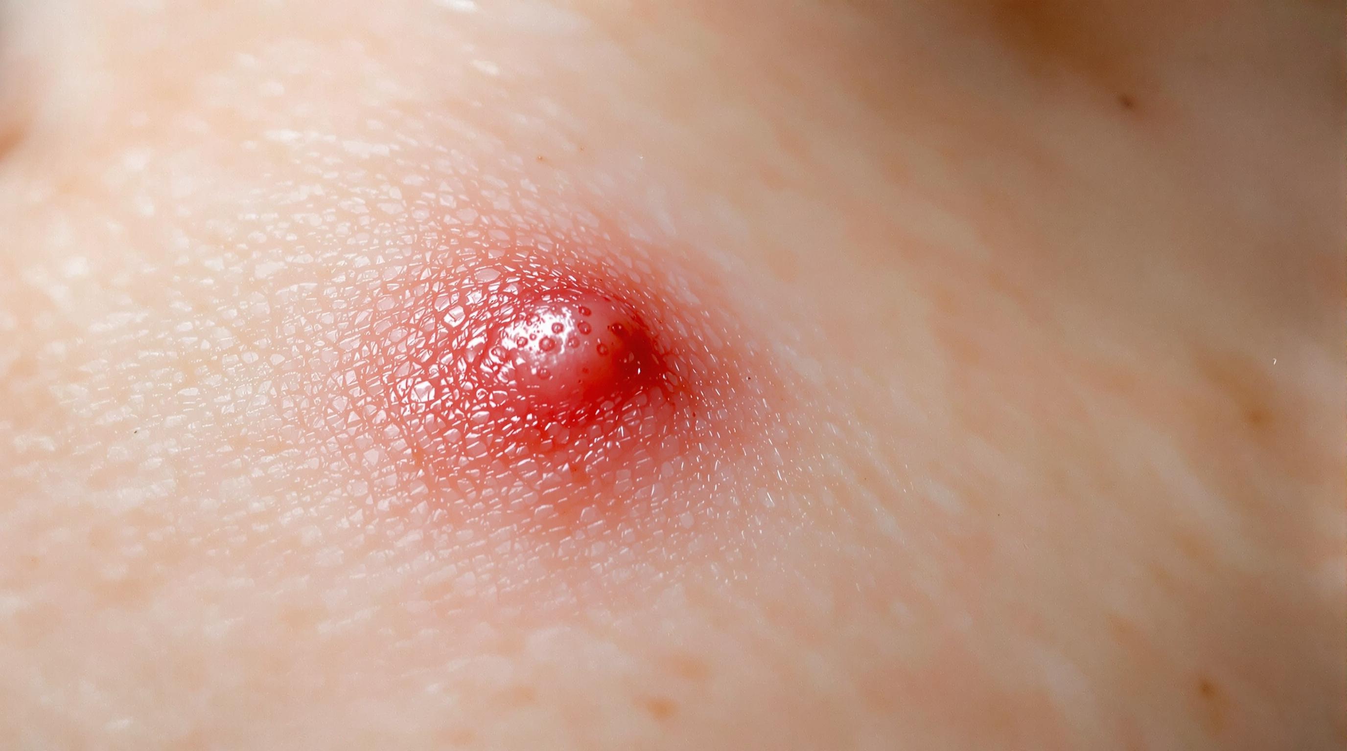 Bouton ou furoncle rouge et enflé sur la peau.