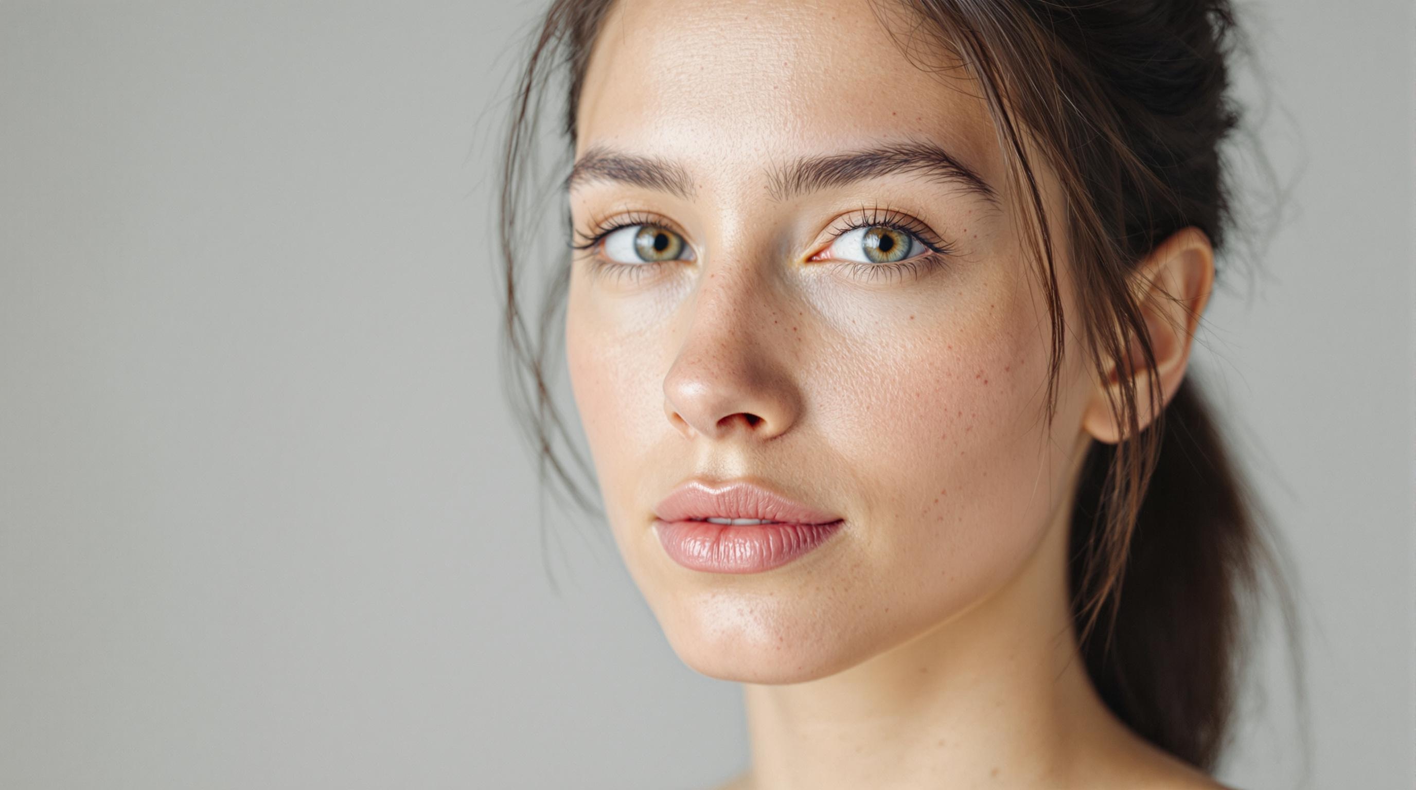 Retrato de una mujer joven de tez natural, con el pelo castaño recogido hacia atrás, mirando a la cámara sobre un fondo neutro.